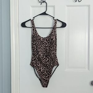 Asos low back leopard print one piece